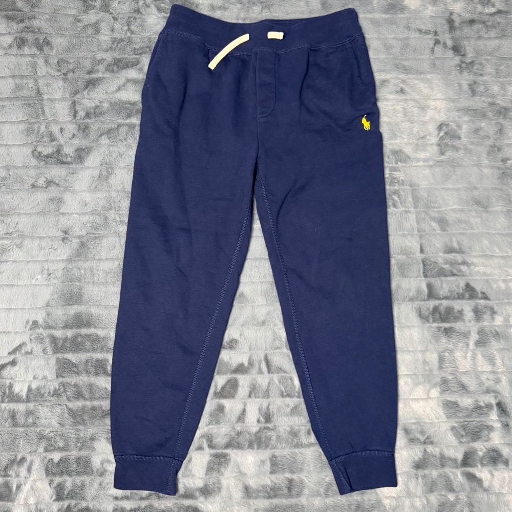 Polo Ralph Lauren Mens Navy Blue Yellow Pony Fleece Joggers Sweatpants Size M